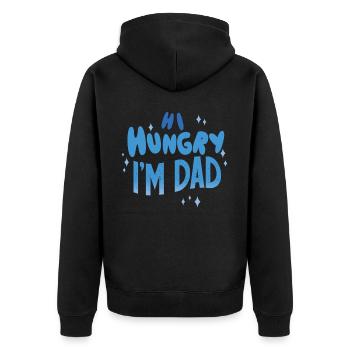 Hi Hungry I Am Papa Father Day Father Daddy - Unisex Premium Organic Zip Hoodie - black - Back - Nico (187cm)