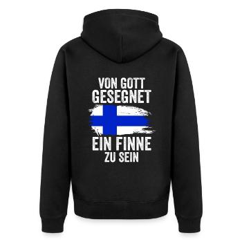 Finnland Finne Finnisches - Unisex Premium Bio Zip Hoodie - Schwarz - Hinten - Nico (187cm)