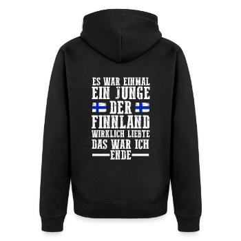 Finnland Finne Finnisches - Unisex Premium Bio Zip Hoodie - Schwarz - Hinten - Nico (187cm)