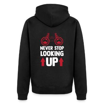 Never stop looking up Star Telescope - Unisex Premium Organic Zip Hoodie - black - Back - Nico (187cm)