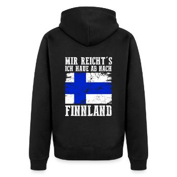Finnland Finne Finnisches - Unisex Premium Bio Zip Hoodie - Schwarz - Hinten - Nico (187cm)