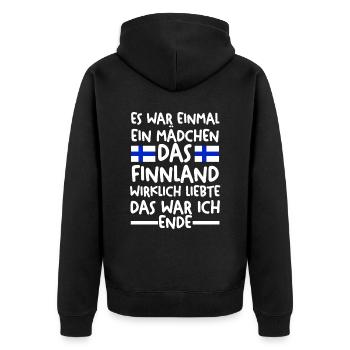 Finnland Finne Finnisches - Unisex Premium Bio Zip Hoodie - Schwarz - Hinten - Nico (187cm)