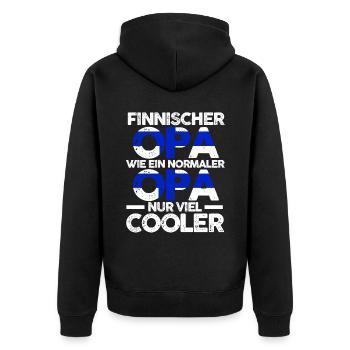 Finnlandischer Opa Finne Finnland - Unisex Premium Bio Zip Hoodie - Schwarz - Hinten - Nico (187cm)