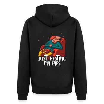 Je ne repose que mes yeux du Père Papa Papi - Veste à capuche bio Premium Unisexe - noir - Dos - Nico (187cm)