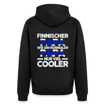 Finnlandischer Papa Vater Finne Finnland - Unisex Premium Bio Zip Hoodie - Schwarz - Hinten - Nico (187cm)