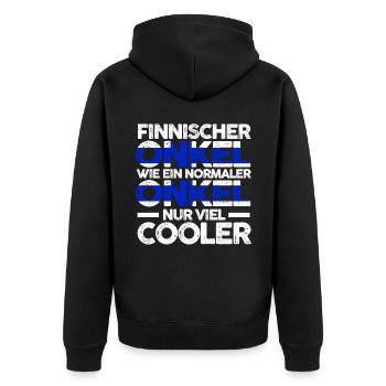 Finne Onkel Finnland - Unisex Premium Bio Zip Hoodie - Schwarz - Hinten - Nico (187cm)