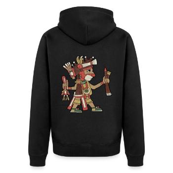Ahuiateteo Aztekengott Maya Inka Tolteken - Unisex Premium Bio Zip Hoodie - Schwarz - Hinten - Nico (187cm)