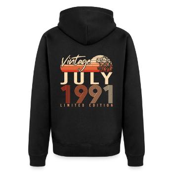 1991 July gift idea - Unisex Premium Organic Zip Hoodie - black - Back - Nico (187cm)