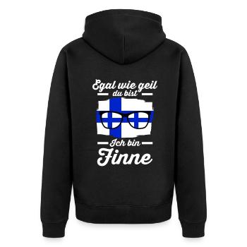 Finne Finnisches Finnland - Unisex Premium Bio Zip Hoodie - Schwarz - Hinten - Nico (187cm)