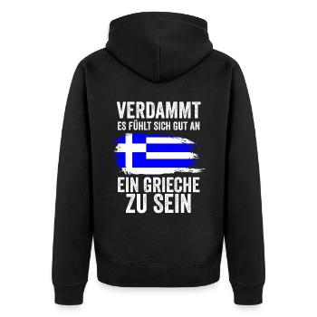 Griechenland Grieche Griechisches - Unisex Premium Bio Zip Hoodie - Schwarz - Hinten - Nico (187cm)