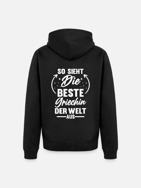 Griechenland Griechin Griechisches - Unisex Premium Bio Zip Hoodie - Schwarz
