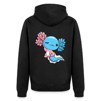 Transgender Pride Transgender Flag Kawaii Axolot - Unisex Premium Organic Zip Hoodie - black - Back - Nico (187cm)