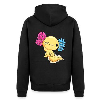 Pansexueller Stolz Pansexuelle Flagge Kawaii Axolo - Unisex Premium Bio Zip Hoodie - Schwarz - Hinten - Nico (187cm)