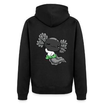 Demiromantic Pride Flag Kawaii Axolotl Pile - Unisex Premium Organic Zip Hoodie - black - Back - Nico (187cm)