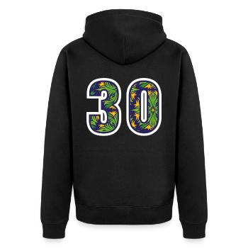 30 Zahl Grün - Unisex Premium Bio Zip Hoodie - Schwarz - Hinten - Nico (187cm)
