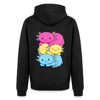 Pansexual Pride Pansexual Flag Kawaii Axolo - Unisex Premium Organic Zip Hoodie - black - Back - Nico (187cm)