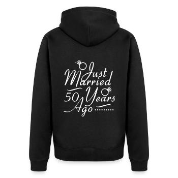 Just Married 50 Years Ago - Unisex Premium Organic Zip Hoodie - black - Back - Nico (187cm)