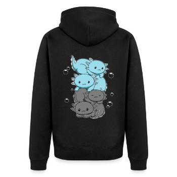 Autossexual Flag Axolotl Heap Kawaii - Unisex Premium Organic Zip Hoodie - black - Back - Nico (187cm)