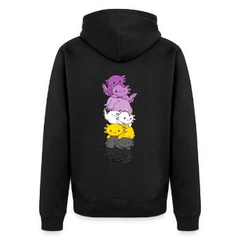 Monosexuelle Flagge Axolotl Haufen Kawaii - Unisex Premium Bio Zip Hoodie - Schwarz - Hinten - Nico (187cm)