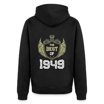 1949 best of - Unisex Premium Bio Zip Hoodie - Schwarz - Hinten - Nico (187cm)