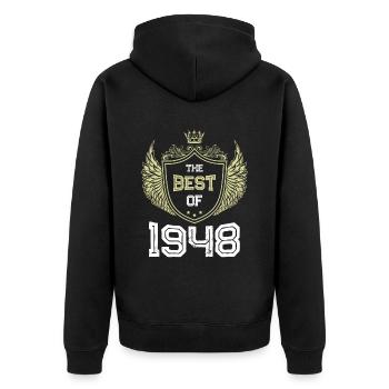 1948 best of - Unisex Premium Bio Zip Hoodie - Schwarz - Hinten - Nico (187cm)