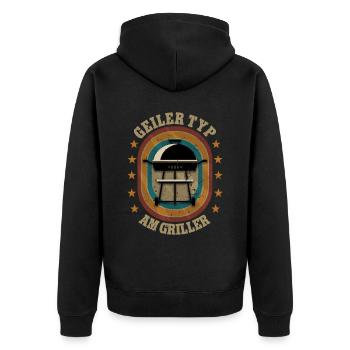 Geiler Typ am Griller Garten Gärtner - Unisex Premium Bio Zip Hoodie - Schwarz - Hinten - Nico (187cm)