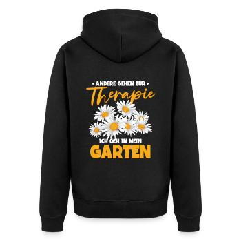 Andere gehen zur Therapie ich gehe in meinen - Unisex Premium Bio Zip Hoodie - Schwarz - Hinten - Nico (187cm)