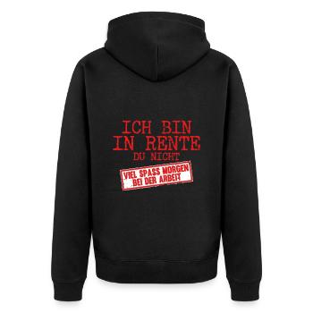 Ich bin in Rente du nicht Rentner - Unisex Premium Bio Zip Hoodie - Schwarz - Hinten - Nico (187cm)