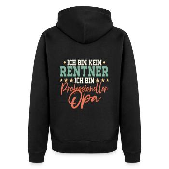 Ich bin kein Rentner ich bin professioneller Opa - Unisex Premium Bio Zip Hoodie - Schwarz - Hinten - Nico (187cm)