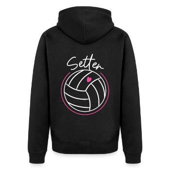 Joueur de volleyball Team Setter - Veste à capuche bio Premium Unisexe - noir - Dos - Nico (187cm)