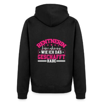 Rentnerin - Unisex Premium Bio Zip Hoodie - Schwarz - Hinten - Nico (187cm)