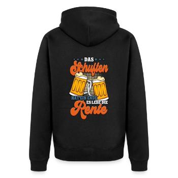 Das schuften hat ein ende Rentner - Unisex Premium Bio Zip Hoodie - Schwarz - Hinten - Nico (187cm)