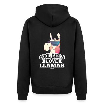 Kuscheltier für Baby Mädchen Lama Alpaka - Unisex Premium Bio Zip Hoodie - Schwarz - Hinten - Nico (187cm)