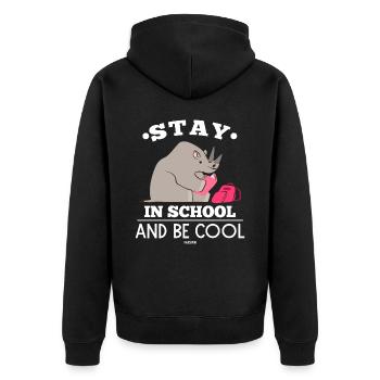 Learn Rhino Streber School - Unisex Premium Organic Zip Hoodie - black - Back - Nico (187cm)