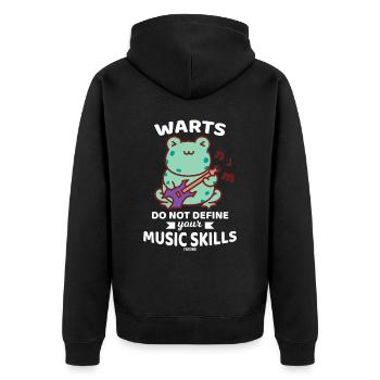 Frosch Musik Gitarre Tier - Unisex Premium Bio Zip Hoodie - Schwarz - Hinten - Nico (187cm)