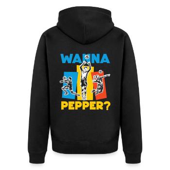 Volleyball Player Team Wanna - Unisex Premium Bio Zip Hoodie - Schwarz - Hinten - Nico (187cm)