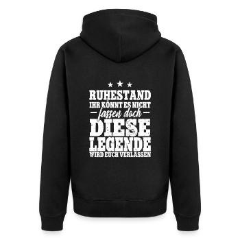 Ruhestand Renteneintritt Rentner - Unisex Premium Bio Zip Hoodie - Schwarz - Hinten - Nico (187cm)