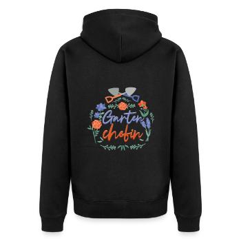 Gartenchefin Gärtner - Unisex Premium Bio Zip Hoodie - Schwarz - Hinten - Nico (187cm)