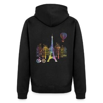 Eiffelturm Liebe Frankreich Frauen Paris - Unisex Premium Bio Zip Hoodie - Schwarz - Hinten - Nico (187cm)