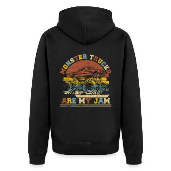 Retro Monstertrucks Jungen Mädchen Monstertruck - Unisex Premium Bio Zip Hoodie - Schwarz - Hinten - Nico (187cm)