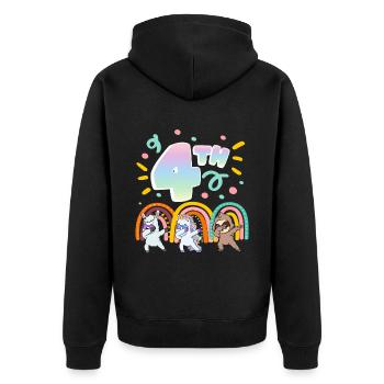 4ème anniversaire Dabbing Llama Licorne Paresseux | 4. - Veste à capuche bio Premium Unisexe - noir - Dos - Nico (187cm)
