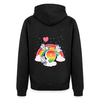 9th Birthday Rainbow Unicorn Theme Birthday - Unisex Premium Organic Zip Hoodie - black - Back - Nico (187cm)