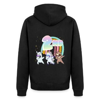 2ème anniversaire Dabbing Llama Licorne Paresseux | deuxième - Veste à capuche bio Premium Unisexe - noir - Dos - Nico (187cm)