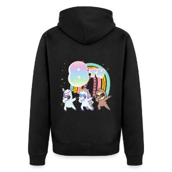 8ème anniversaire Dabbing Llama Licorne Paresseux | 8. - Veste à capuche bio Premium Unisexe - noir - Dos - Nico (187cm)