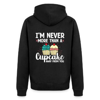 Ich Bin Nie Mehr Als Cupcake Away From You | - Unisex Premium Bio Zip Hoodie - Schwarz - Hinten - Nico (187cm)