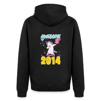 8th Birthday Unicorn - Unisex Premium Organic Zip Hoodie - black - Back - Nico (187cm)