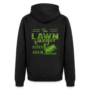 We Ride At Dawn Dad Lawn Mower Make Laugh Day Yard - Unisex Premium Bio Zip Hoodie - Schwarz - Hinten - Nico (187cm)
