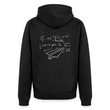 Papier-Flugzeug Piloten Mathe-Lehrer Ingenieur - Unisex Premium Bio Zip Hoodie - Schwarz - Hinten - Nico (187cm)