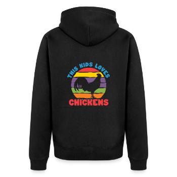 Huhn Bauernhof Geflügel Hahn Hühner Geschenk - Unisex Premium Bio Zip Hoodie - Schwarz - Hinten - Nico (187cm)