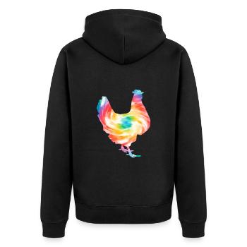 Huhn Bauernhof Geflügel Hahn Hühner Geschenk - Unisex Premium Bio Zip Hoodie - Schwarz - Hinten - Nico (187cm)